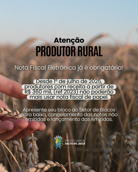 Nota Fiscal Eletrônica já é obrigatória para Produtores Rurais