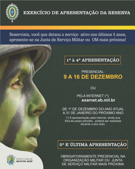 Exercício de apresentação da reserva.