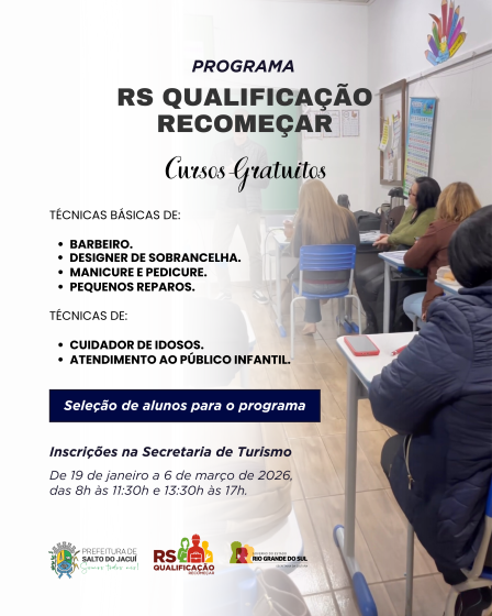 Cursos Gratuitos – Programa RS Qualificação – Recomeçar.