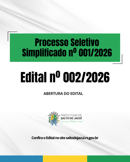 Processo Seletivo Simplificado nº 001/2026 Edital 002/2026