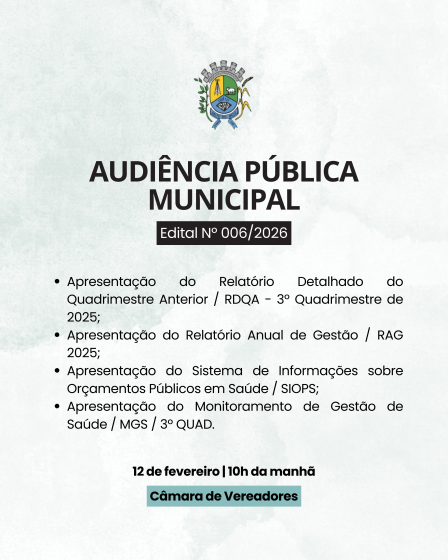 Audiência Pública Municipal | RDQA 3º Quadrimestre 2025