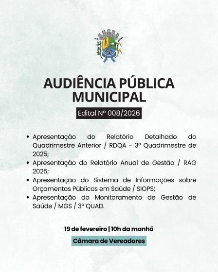 Edital de Audiência Pública Nº 008/2026