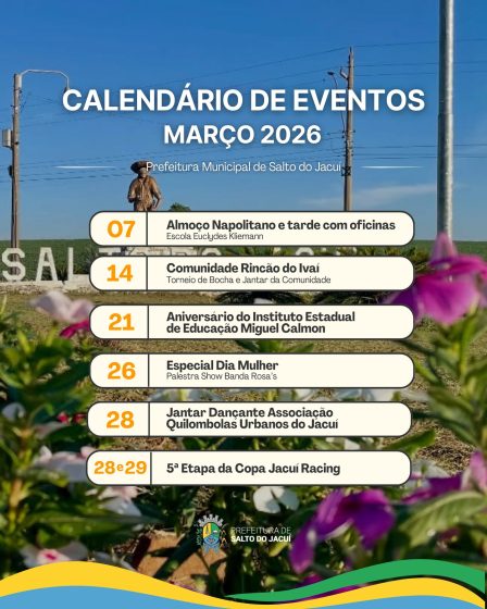 Calendário de Eventos Março de 2026