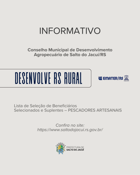 Informativo Conselho Municipal de Desenvolvimento Agropecuário de Salto do Jacuí/RS