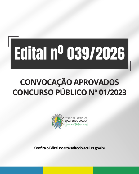 Convocação Aprovados Concurso público Nº01/2023 Edital 39/2026