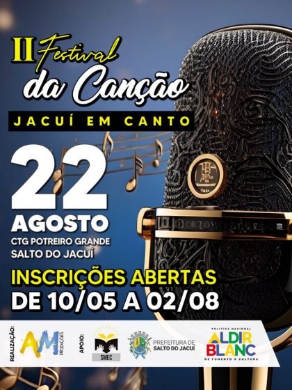 As inscrições para o II Festival da Canção – Jacuí em Canto já estão abertas!