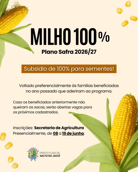 Programa de Milho 100% Plano Safra 2026/27